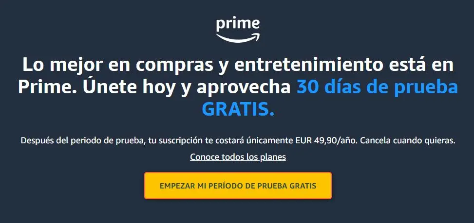 Oferta de Amazon Prime Prueba Primero, Paga después